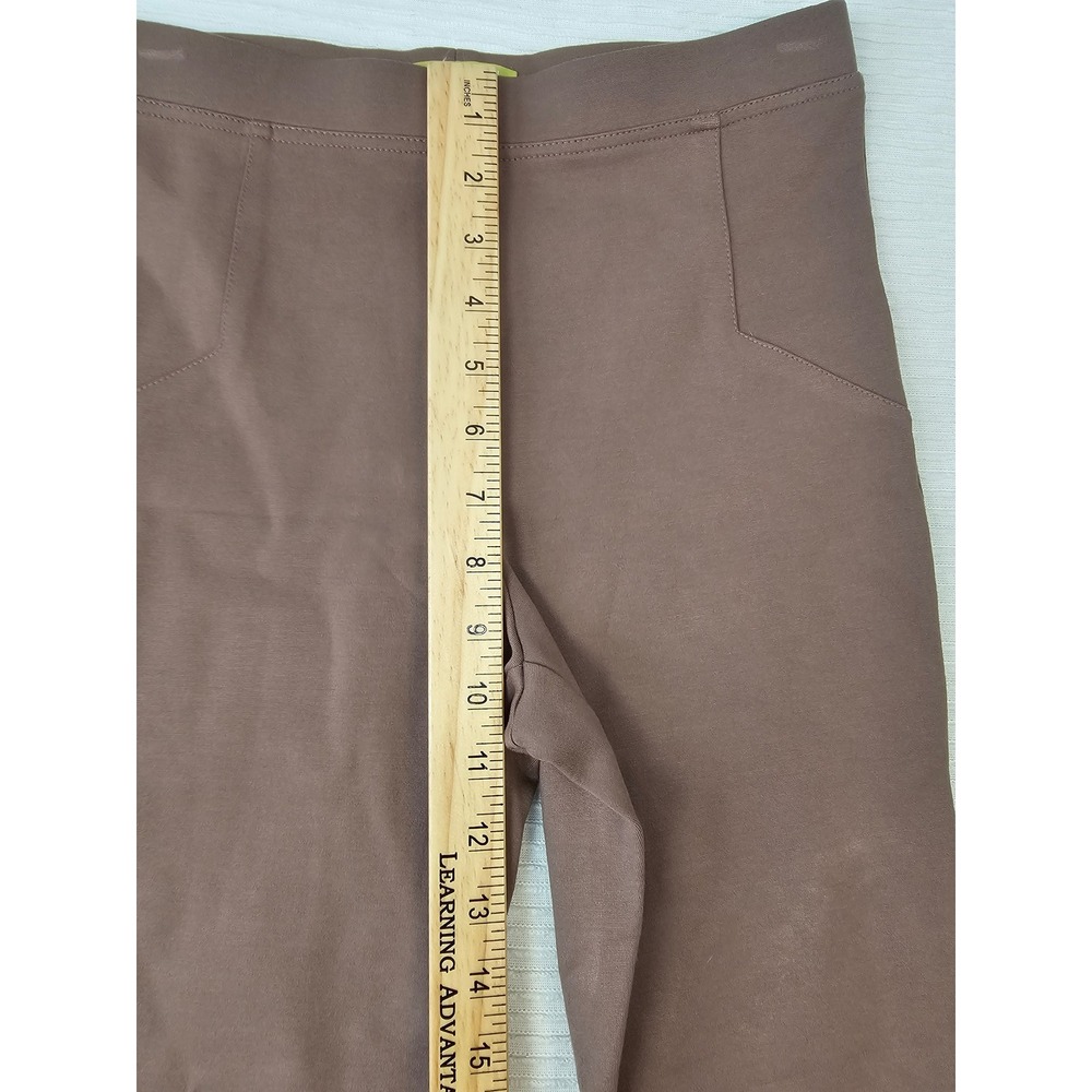 Gianni Bini Womens XS Brown Moto Leggings Ribbed Knee Pintuck Pull On Pants - Picture 4 of 6